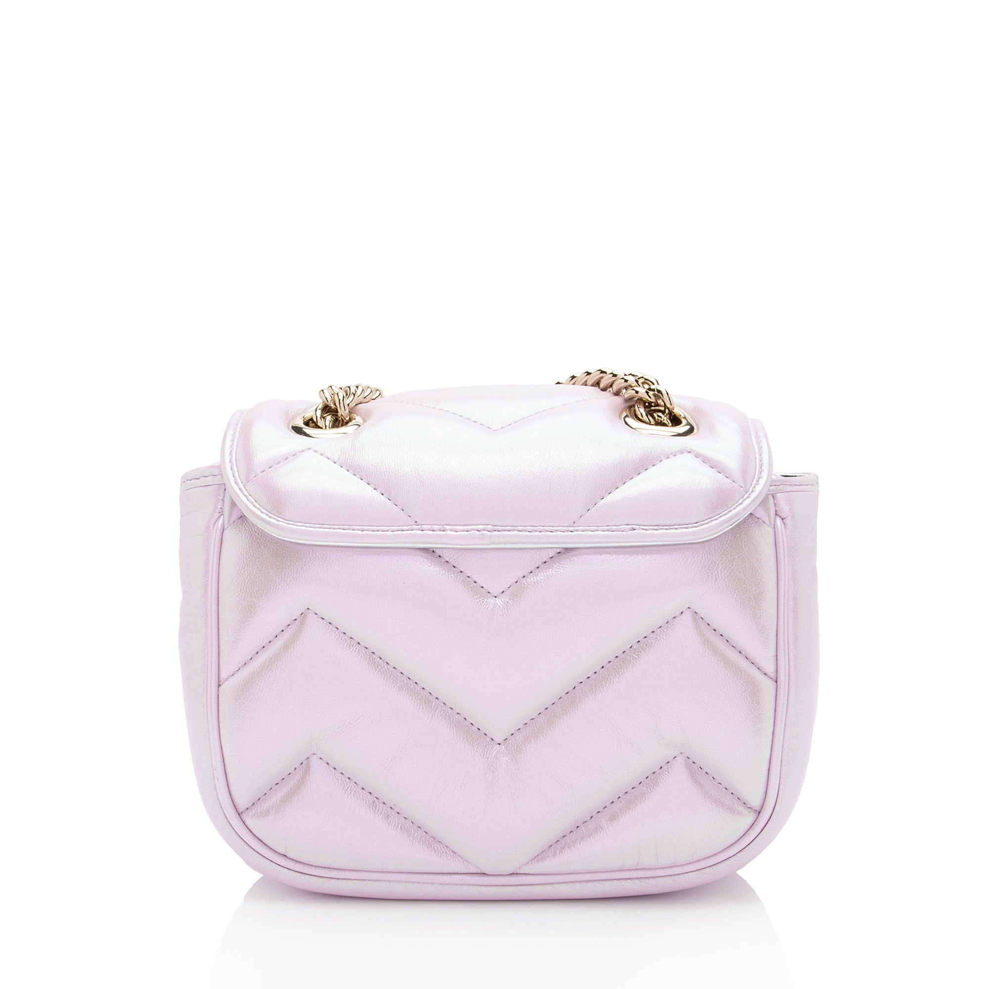 GG Marmont Square Flap Bag Chevron Iridescent Leather Mini