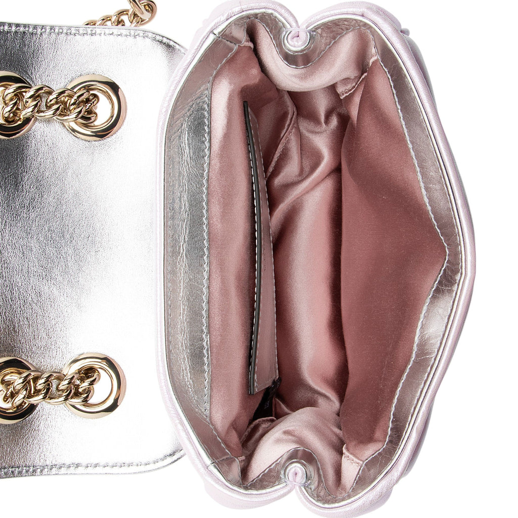 GG Marmont Square Flap Bag Chevron Iridescent Leather Mini