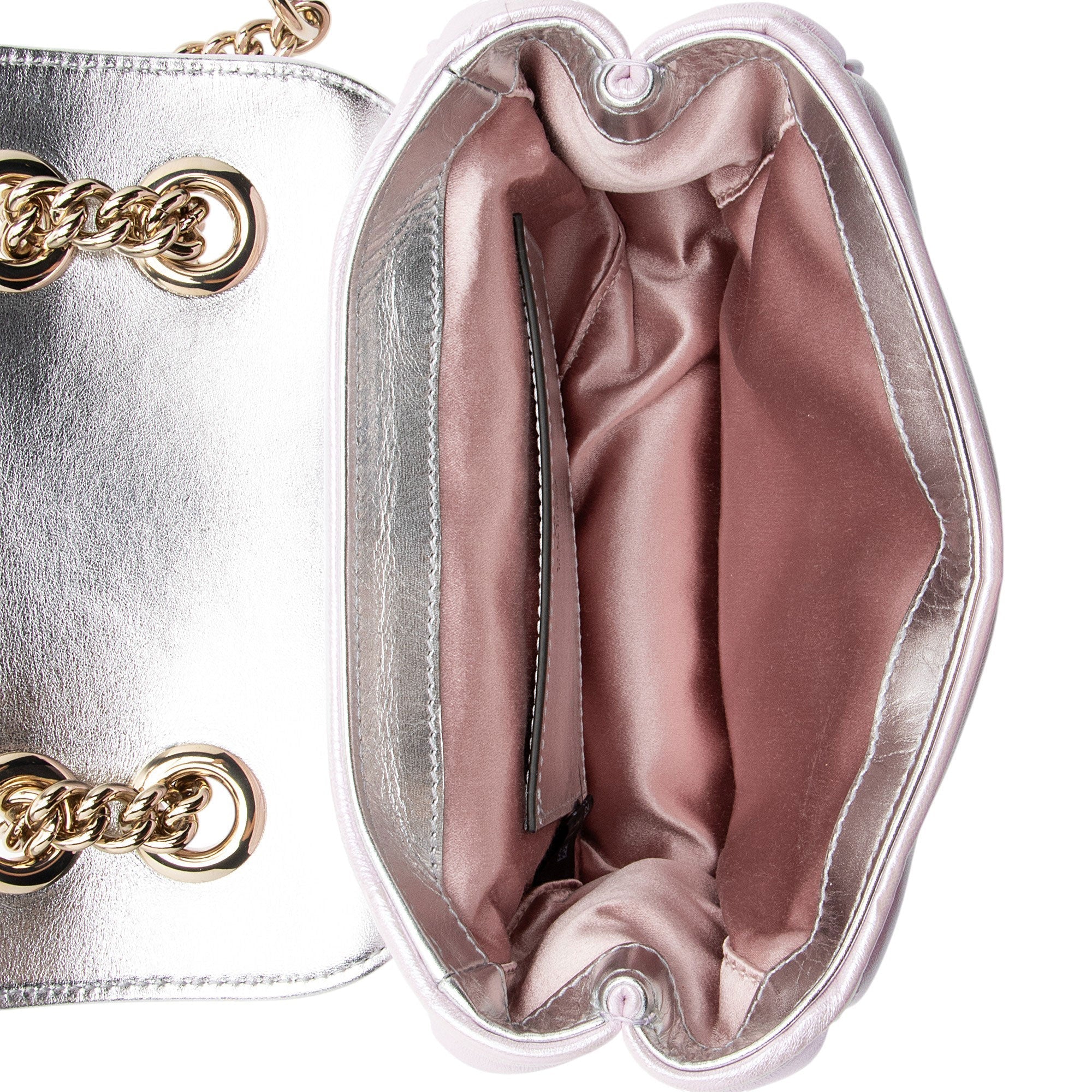 GG Marmont Square Flap Bag Chevron Iridescent Leather Mini