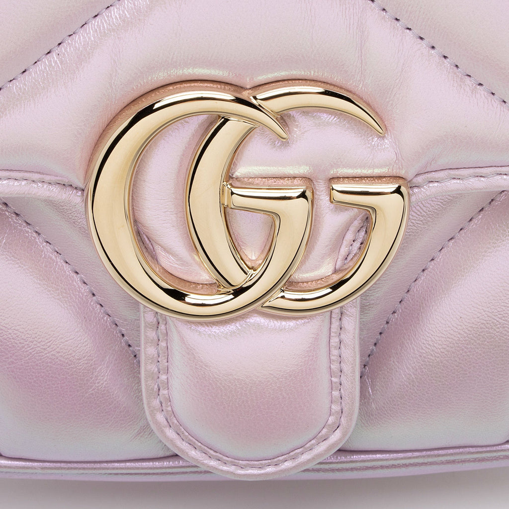 GG Marmont Square Flap Bag Chevron Iridescent Leather Mini