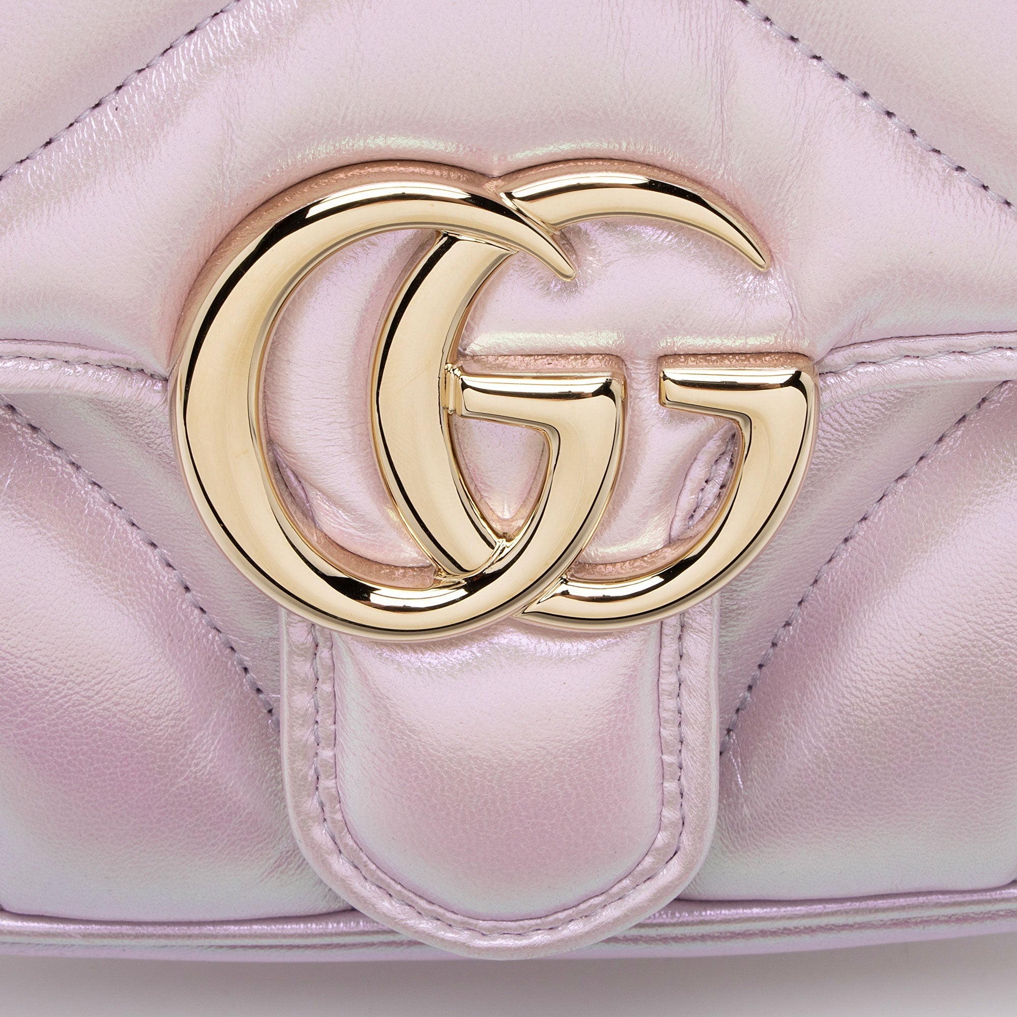 GG Marmont Square Flap Bag Chevron Iridescent Leather Mini