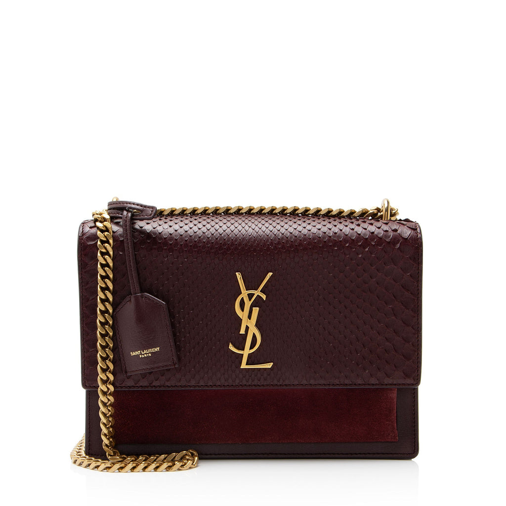 Sunset Crossbody Bag Python with Leather and Suede Medium