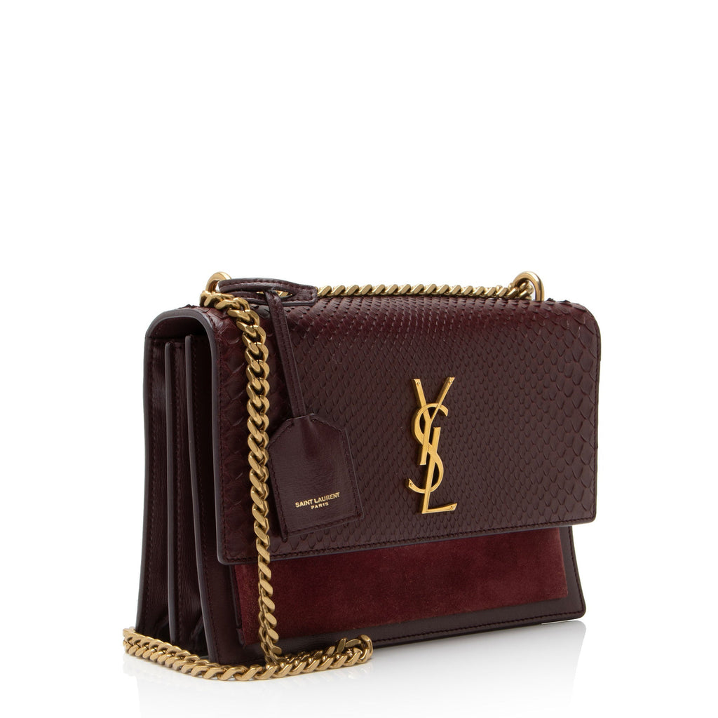 Sunset Crossbody Bag Python with Leather and Suede Medium