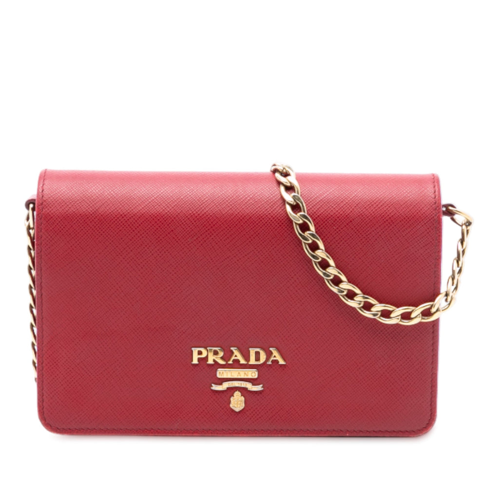 Chain Wallet Crossbody Saffiano Leather
