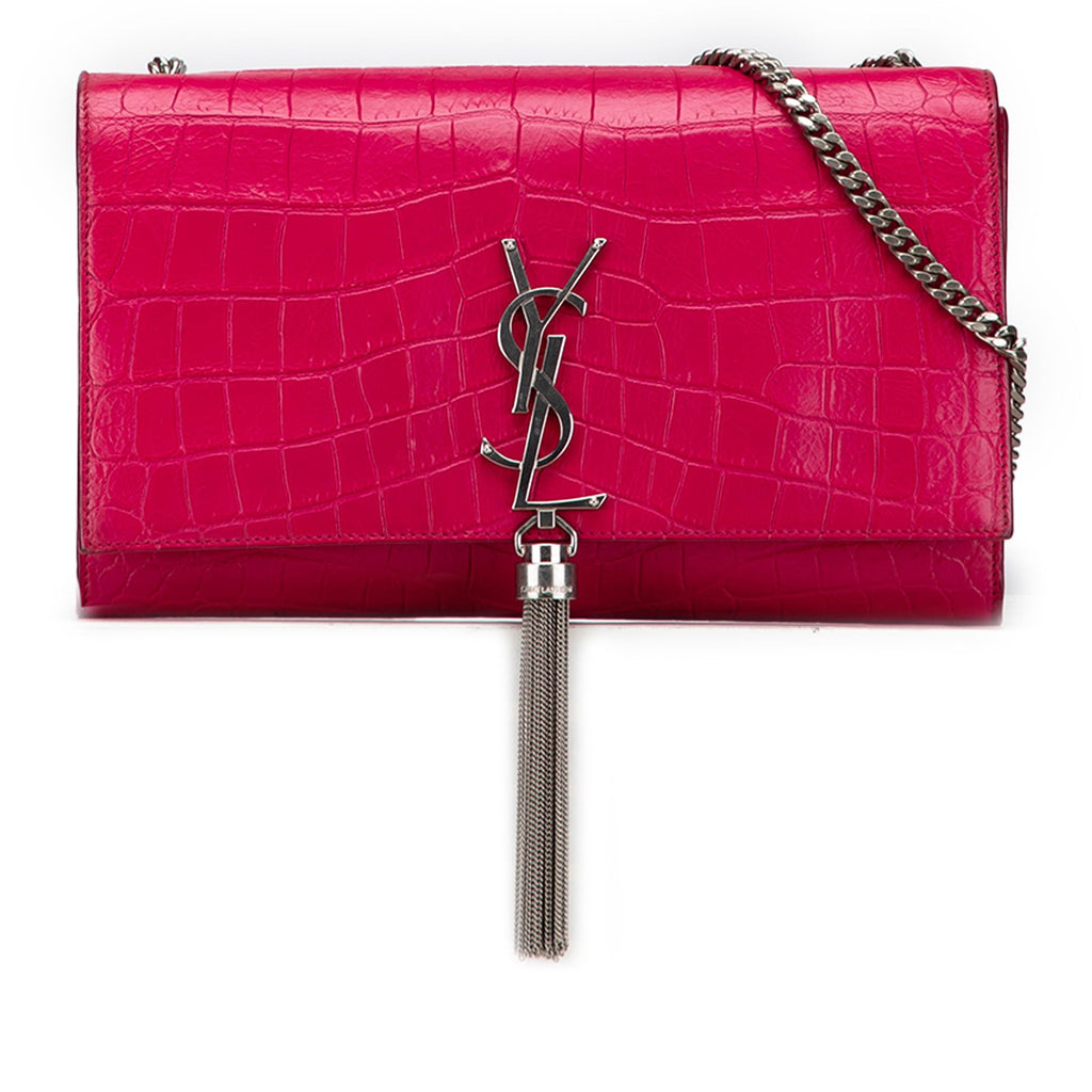 Classic Monogram Tassel Crossbody Bag Crocodile Embossed Leather Medium