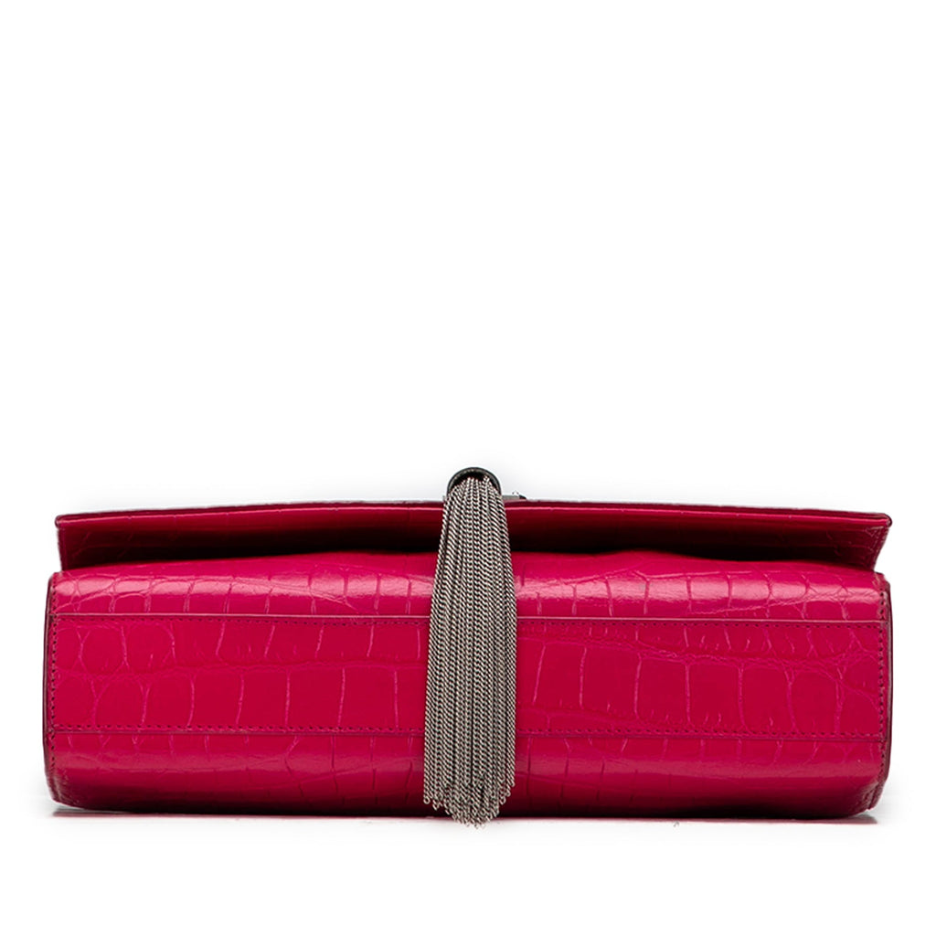 Classic Monogram Tassel Crossbody Bag Crocodile Embossed Leather Medium