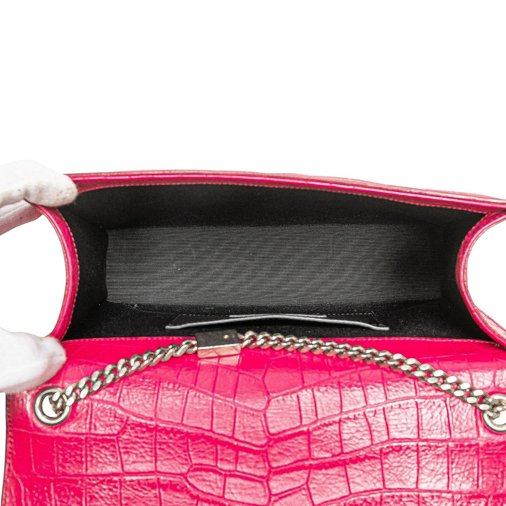 Classic Monogram Tassel Crossbody Bag Crocodile Embossed Leather Medium