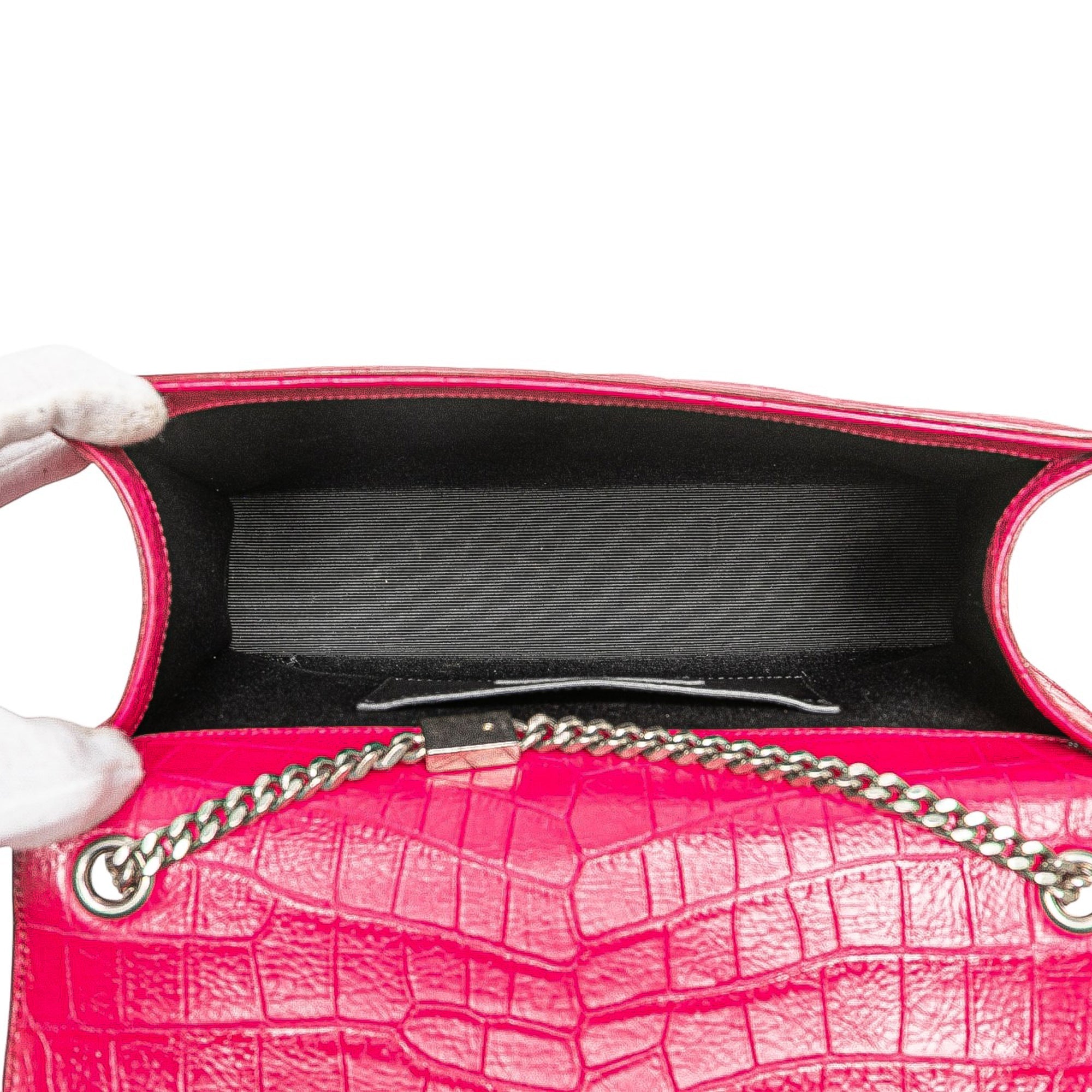 Classic Monogram Tassel Crossbody Bag Crocodile Embossed Leather Medium