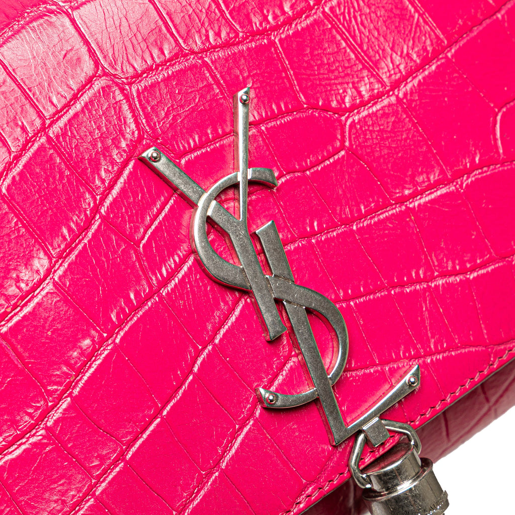 Classic Monogram Tassel Crossbody Bag Crocodile Embossed Leather Medium