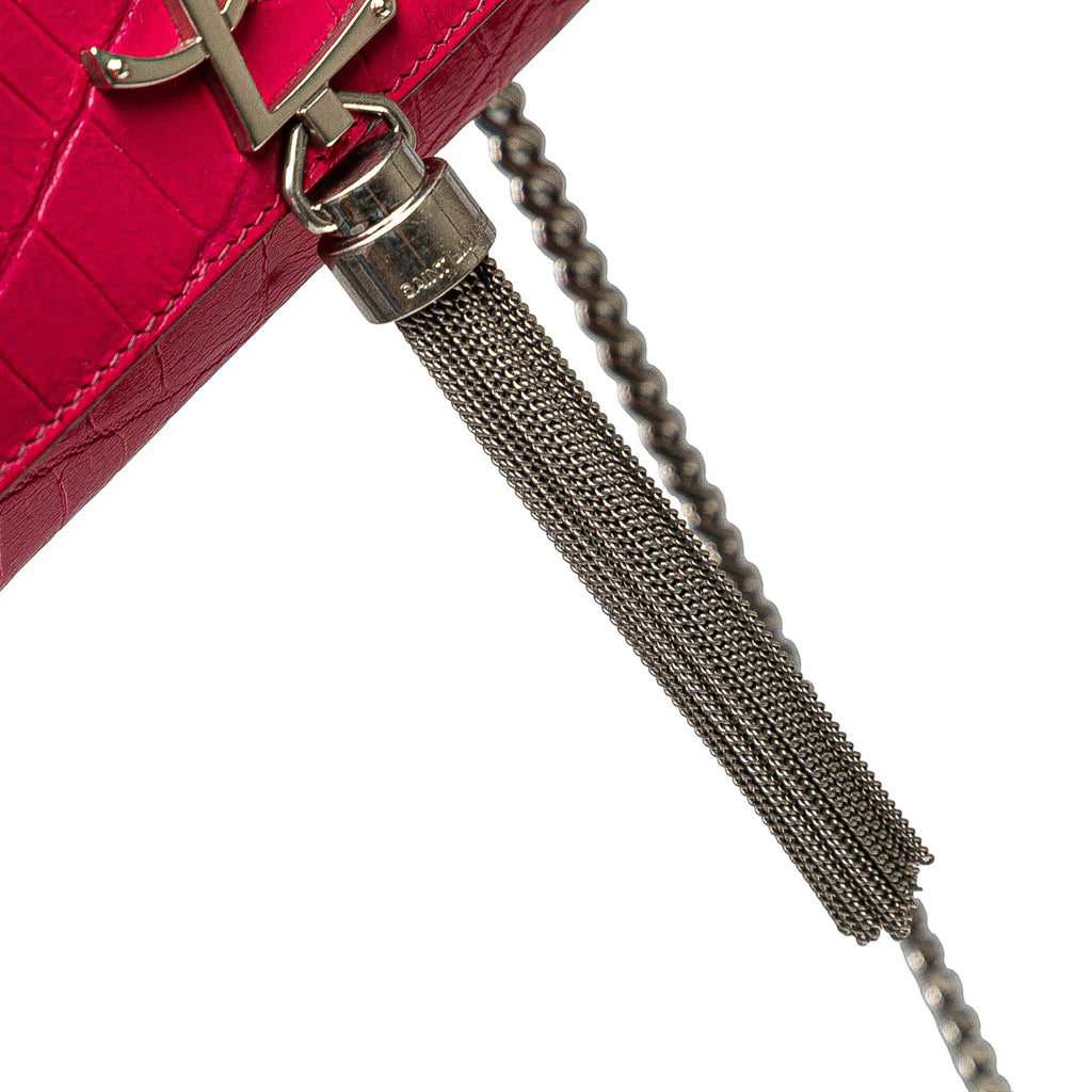 Classic Monogram Tassel Crossbody Bag Crocodile Embossed Leather Medium