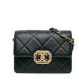Crystal Geometric Frame CC Flap Bag Quilted Calfskin Mini
