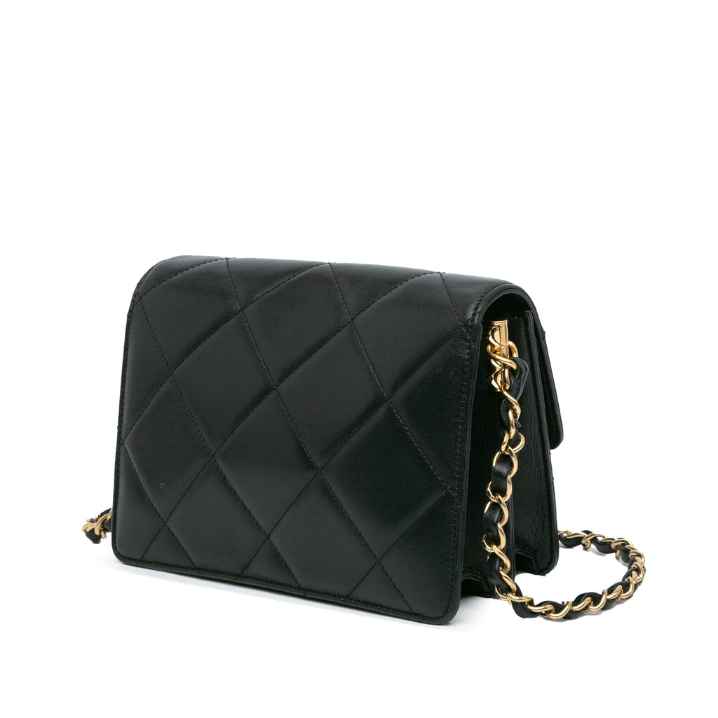 Crystal Geometric Frame CC Flap Bag Quilted Calfskin Mini