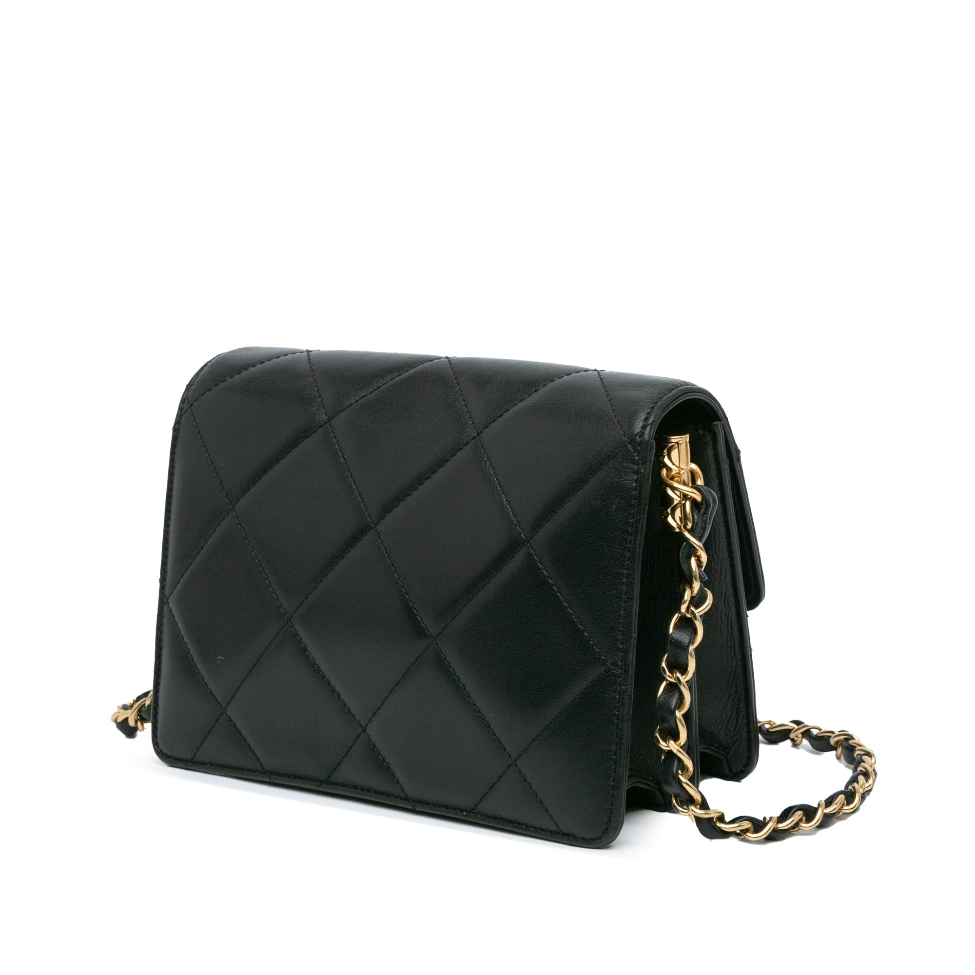 Crystal Geometric Frame CC Flap Bag Quilted Calfskin Mini