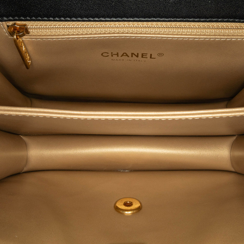 Crystal Geometric Frame CC Flap Bag Quilted Calfskin Mini