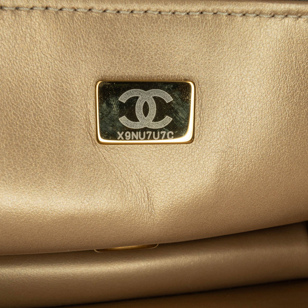 Crystal Geometric Frame CC Flap Bag Quilted Calfskin Mini