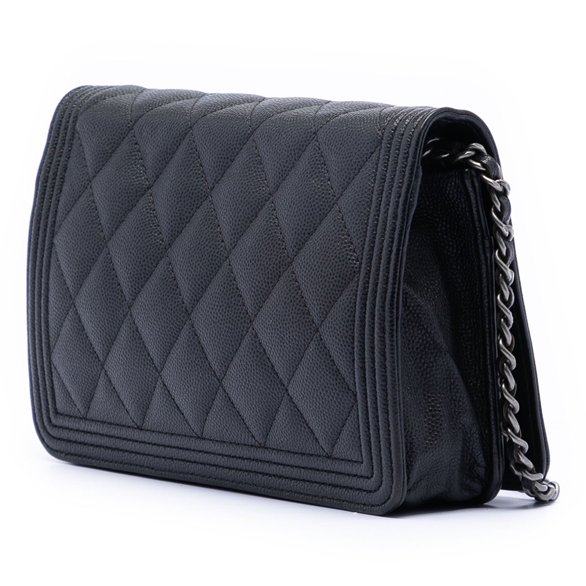Boy Wallet on Chain Quilted Caviar