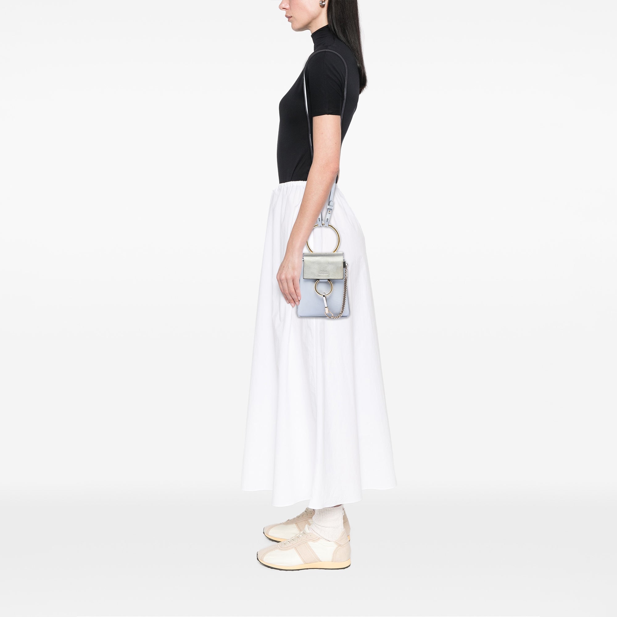 Faye Bracelet Crossbody Bag Leather and Suede Mini
