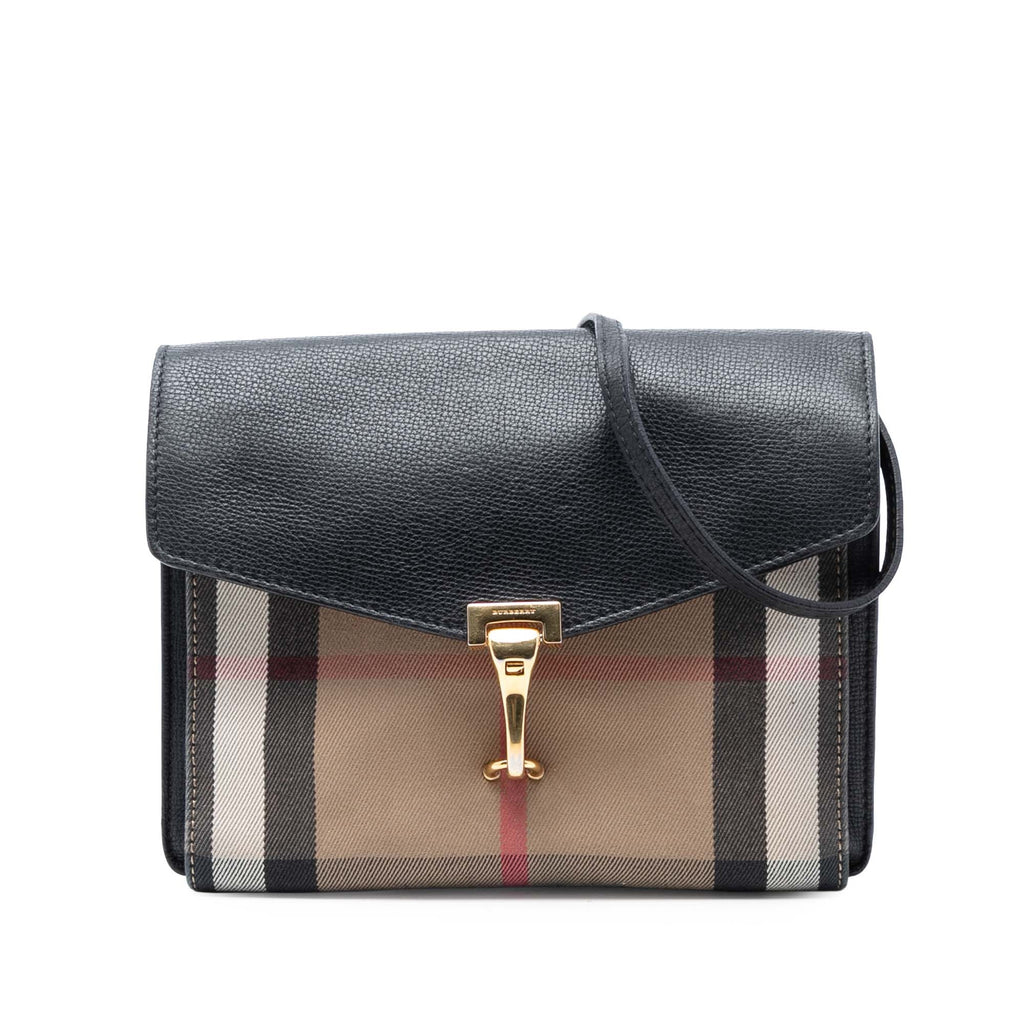 Macken Crossbody Bag Leather and House Check Canvas Small