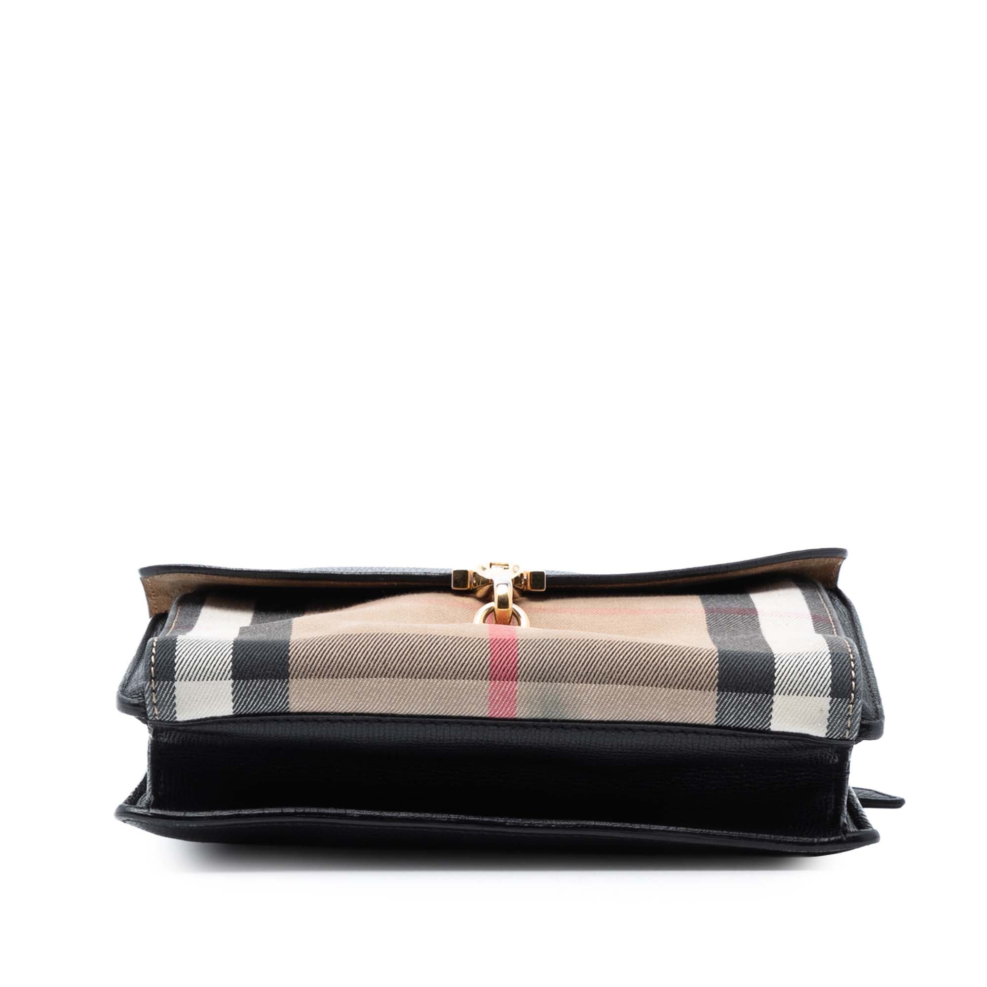 Macken Crossbody Bag Leather and House Check Canvas Small