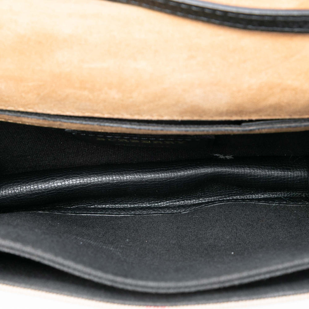Macken Crossbody Bag Leather and House Check Canvas Small
