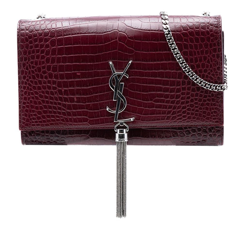 Classic Monogram Tassel Crossbody Bag Crocodile Embossed Leather Medium