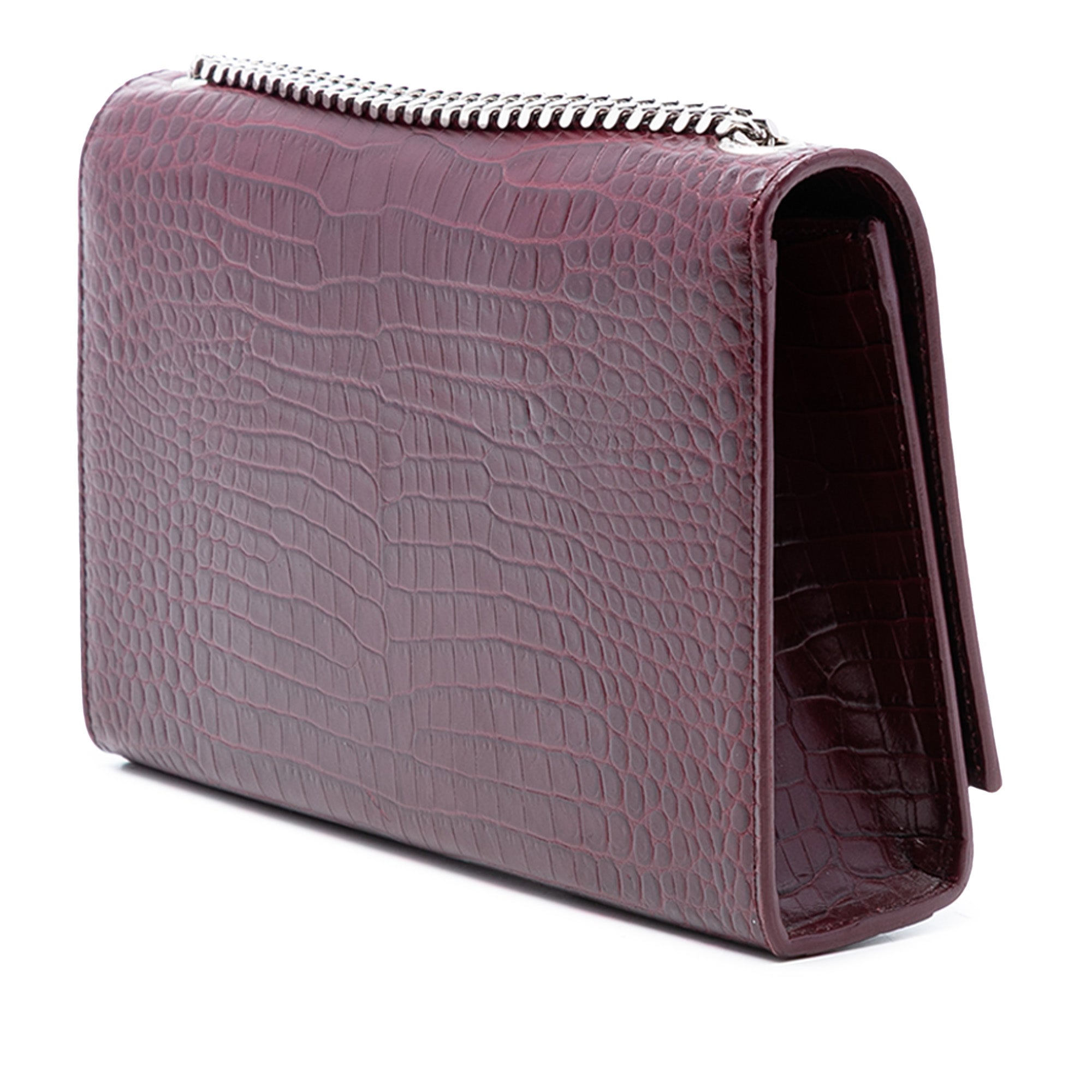 Classic Monogram Tassel Crossbody Bag Crocodile Embossed Leather Medium