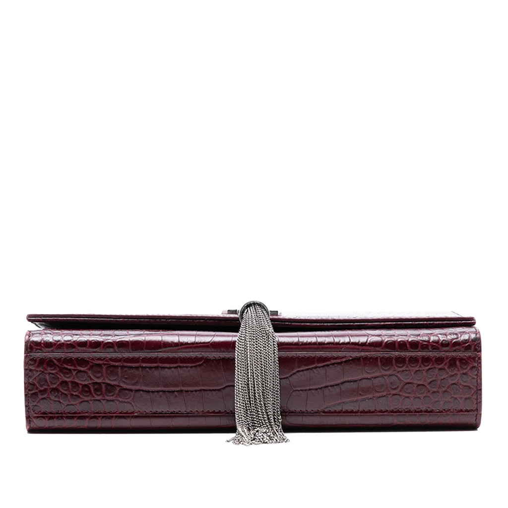 Classic Monogram Tassel Crossbody Bag Crocodile Embossed Leather Medium