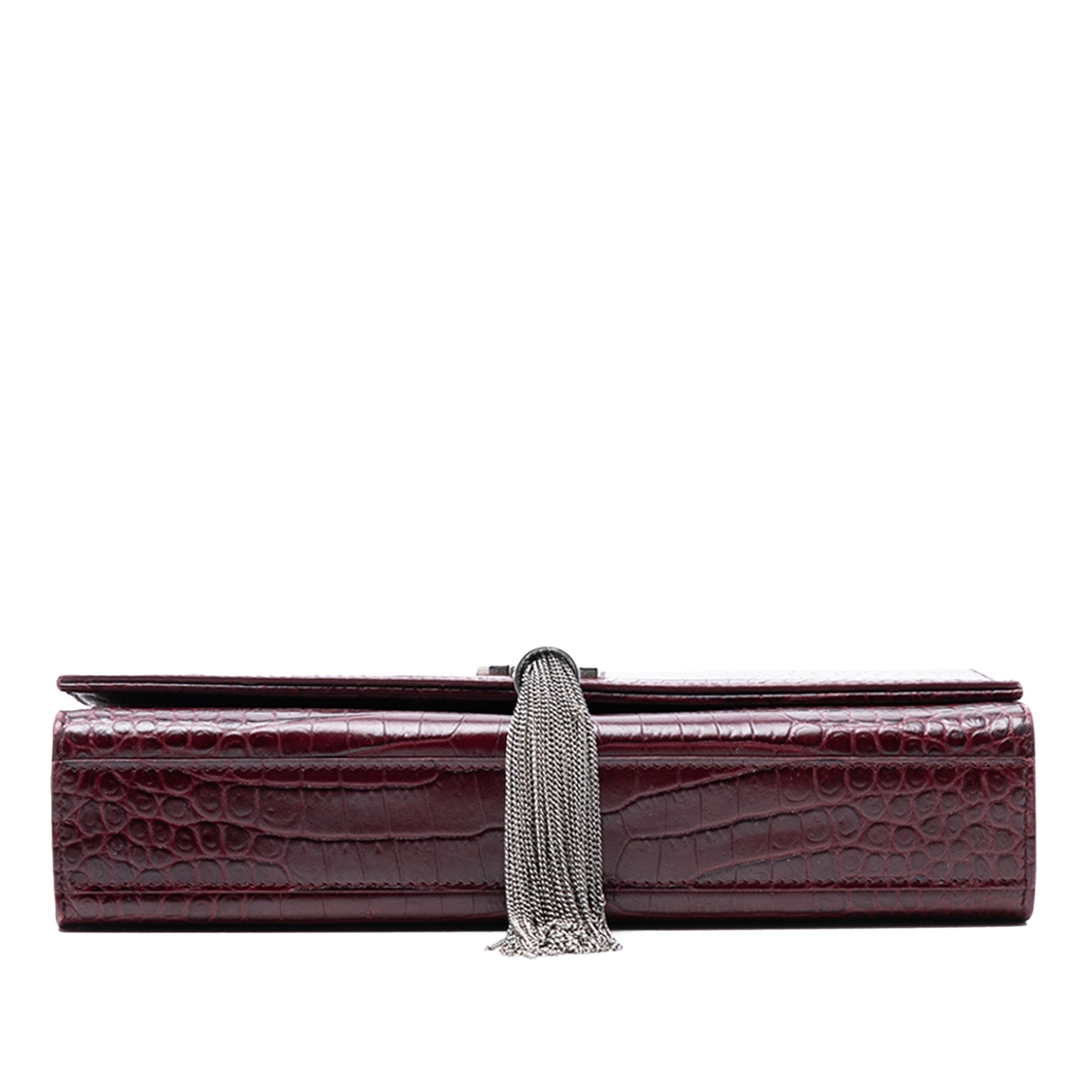 Classic Monogram Tassel Crossbody Bag Crocodile Embossed Leather Medium