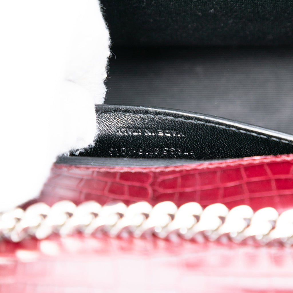 Classic Monogram Tassel Crossbody Bag Crocodile Embossed Leather Medium