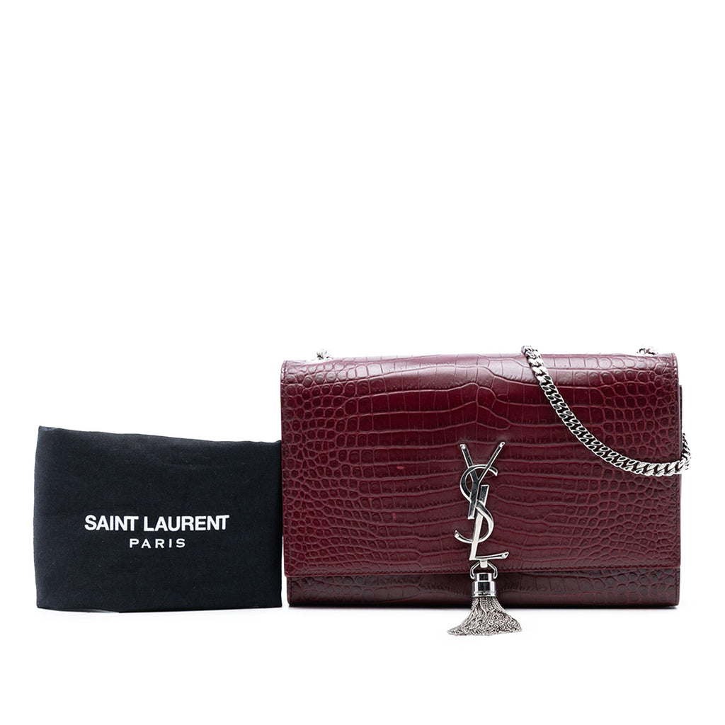 Classic Monogram Tassel Crossbody Bag Crocodile Embossed Leather Medium