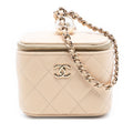 Tiny CC Link Vanity Case with Chain Quilted Caviar Mini