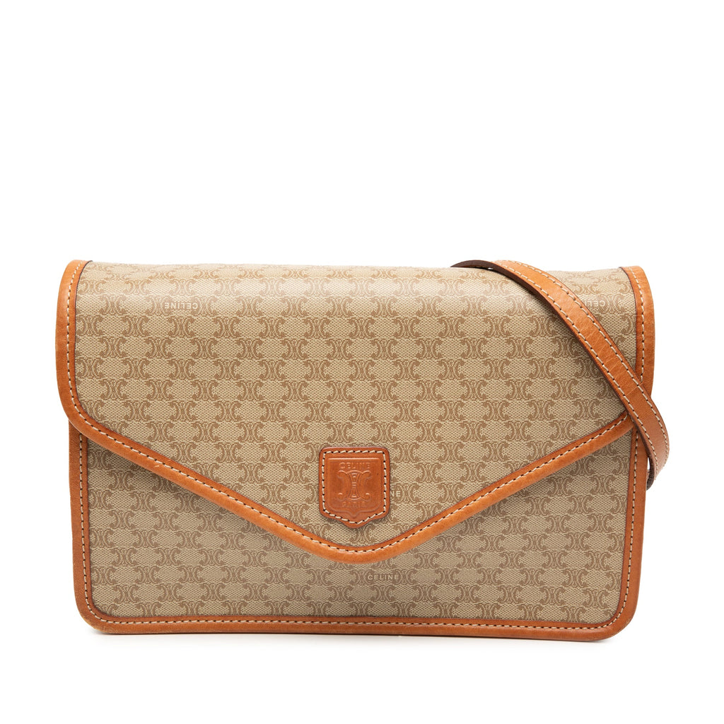 Vintage Saddle Flap Shoulder Bag Macadam Coated Canvas Small