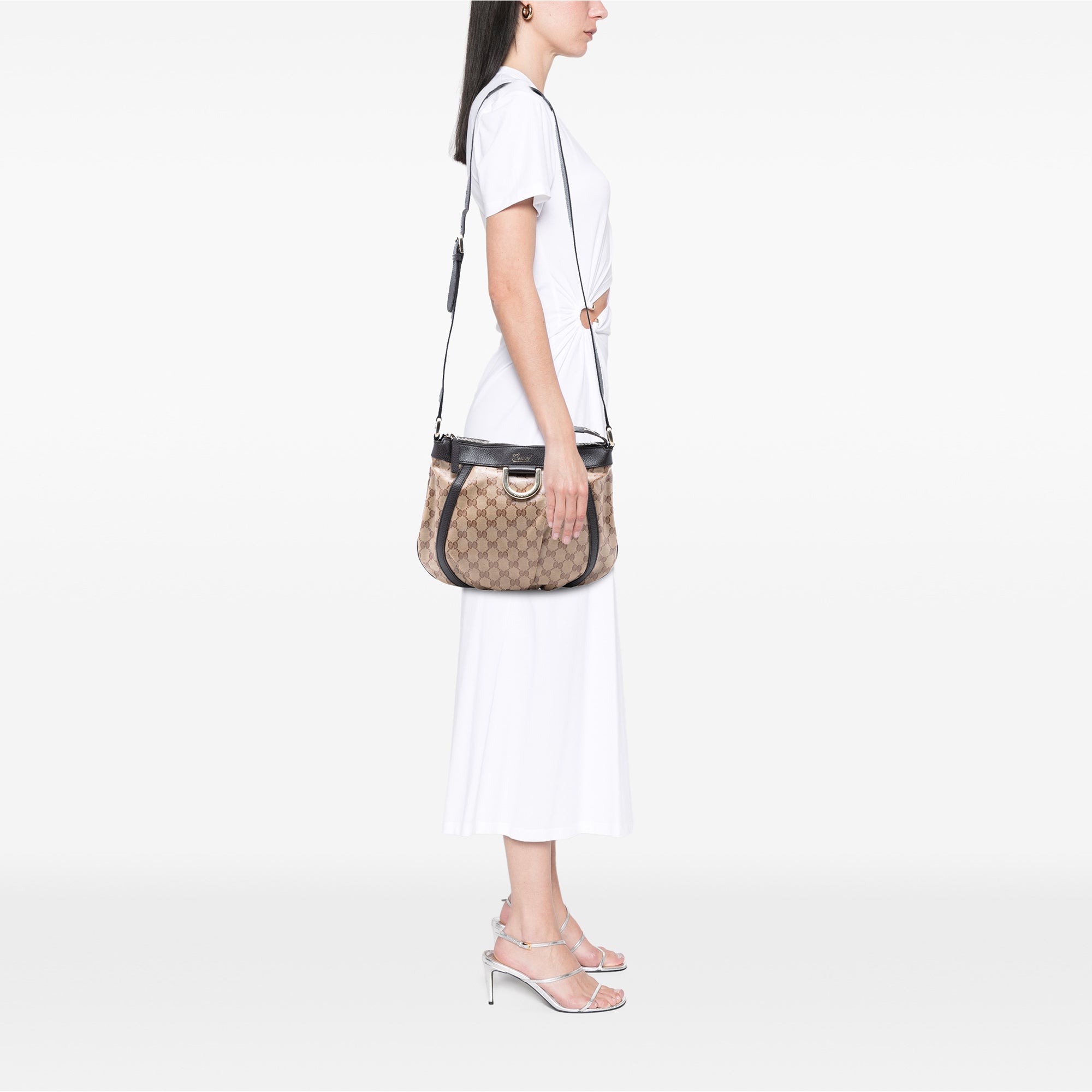 D Ring Messenger Bag GG Coated Canvas Small