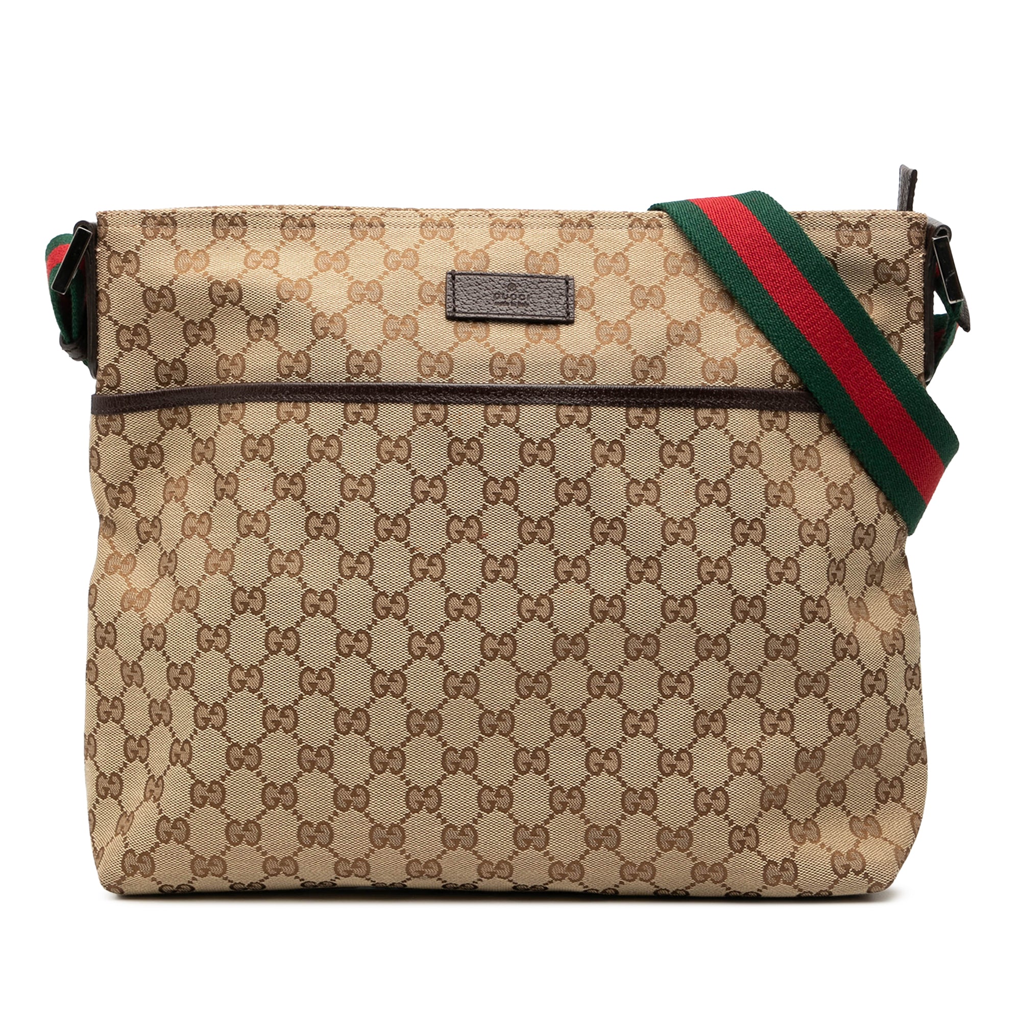 Web Strap Zip Messenger Bag GG Canvas Medium