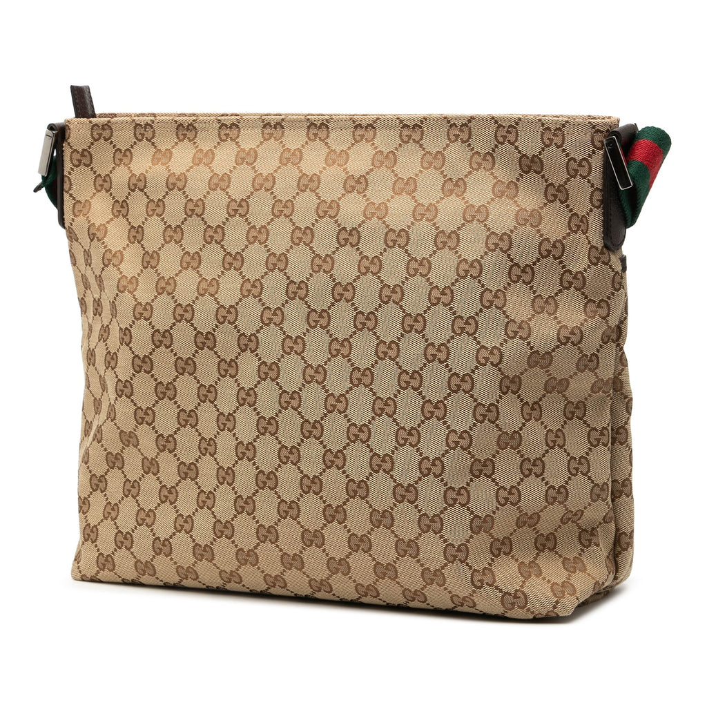 Web Strap Zip Messenger Bag GG Canvas Medium