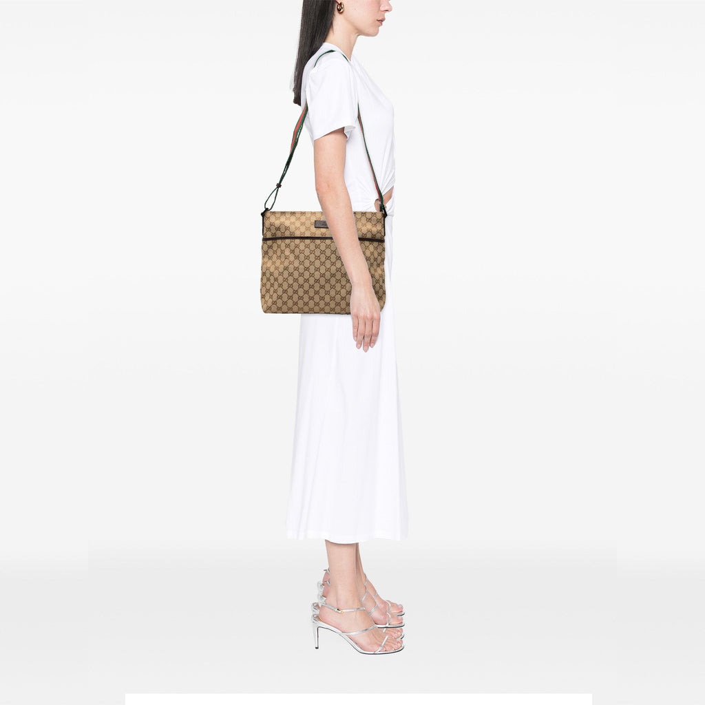 Web Strap Zip Messenger Bag GG Canvas Medium