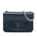Chain Flap Crossbody Bag Saffiano and Soft Calf Small