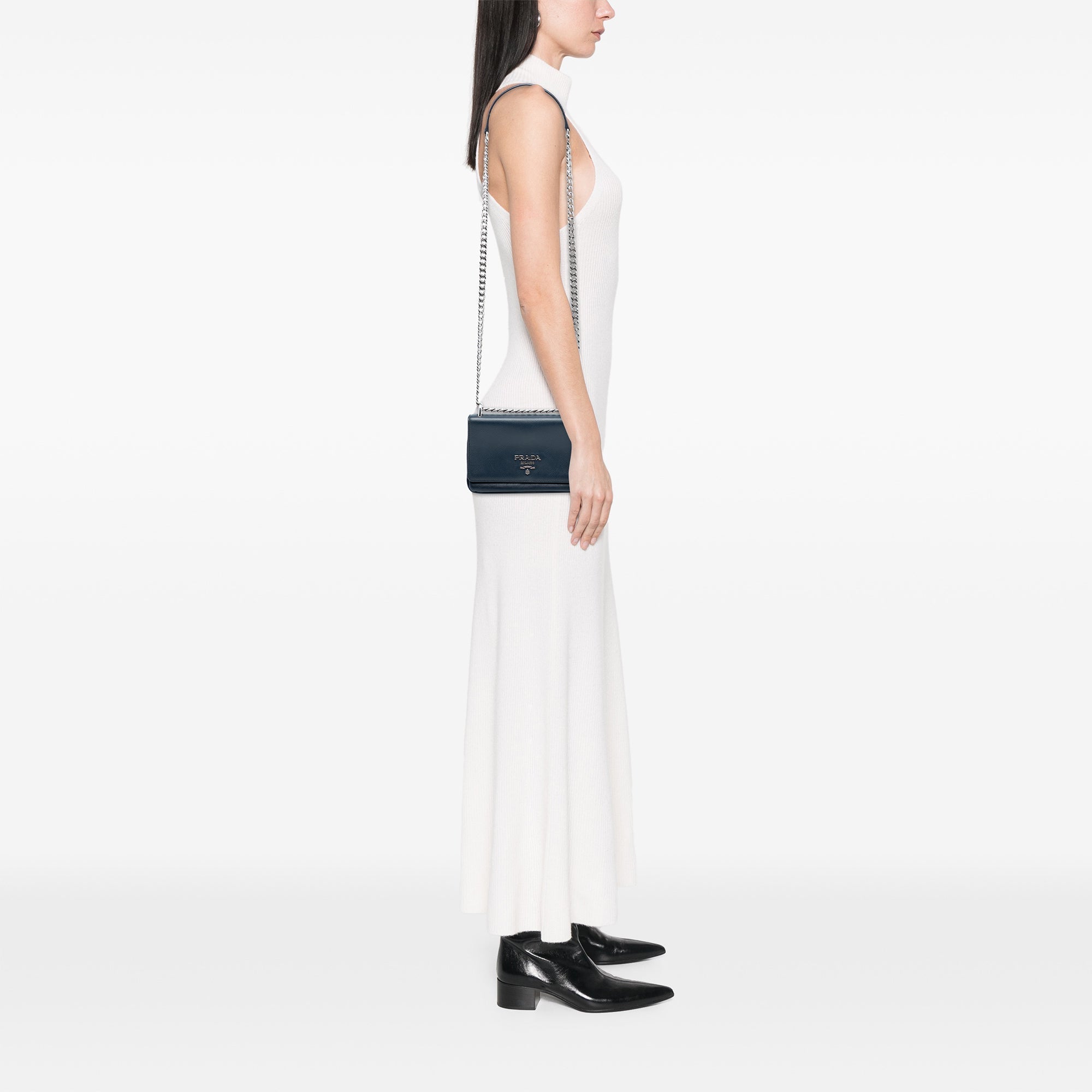 Chain Flap Crossbody Bag Saffiano and Soft Calf Small