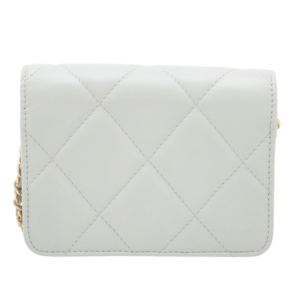 Crystal Geometric Frame CC Clutch with Chain Quilted Calfskin