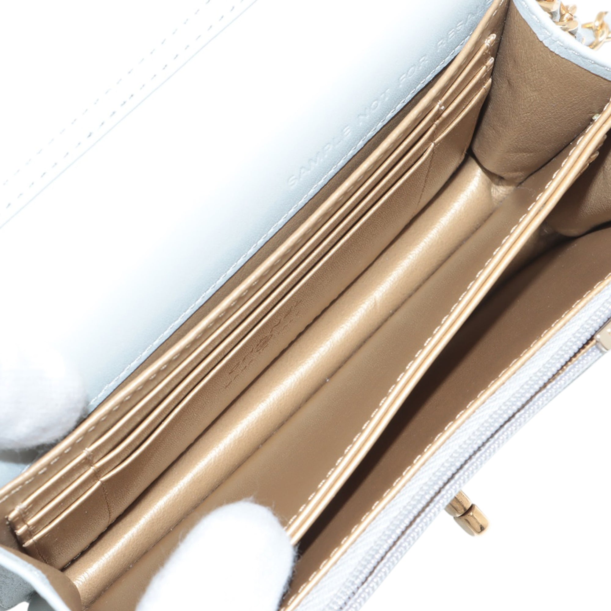 Crystal Geometric Frame CC Clutch with Chain Quilted Calfskin