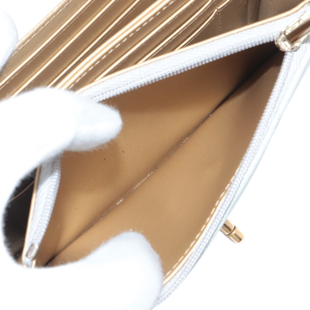 Crystal Geometric Frame CC Clutch with Chain Quilted Calfskin