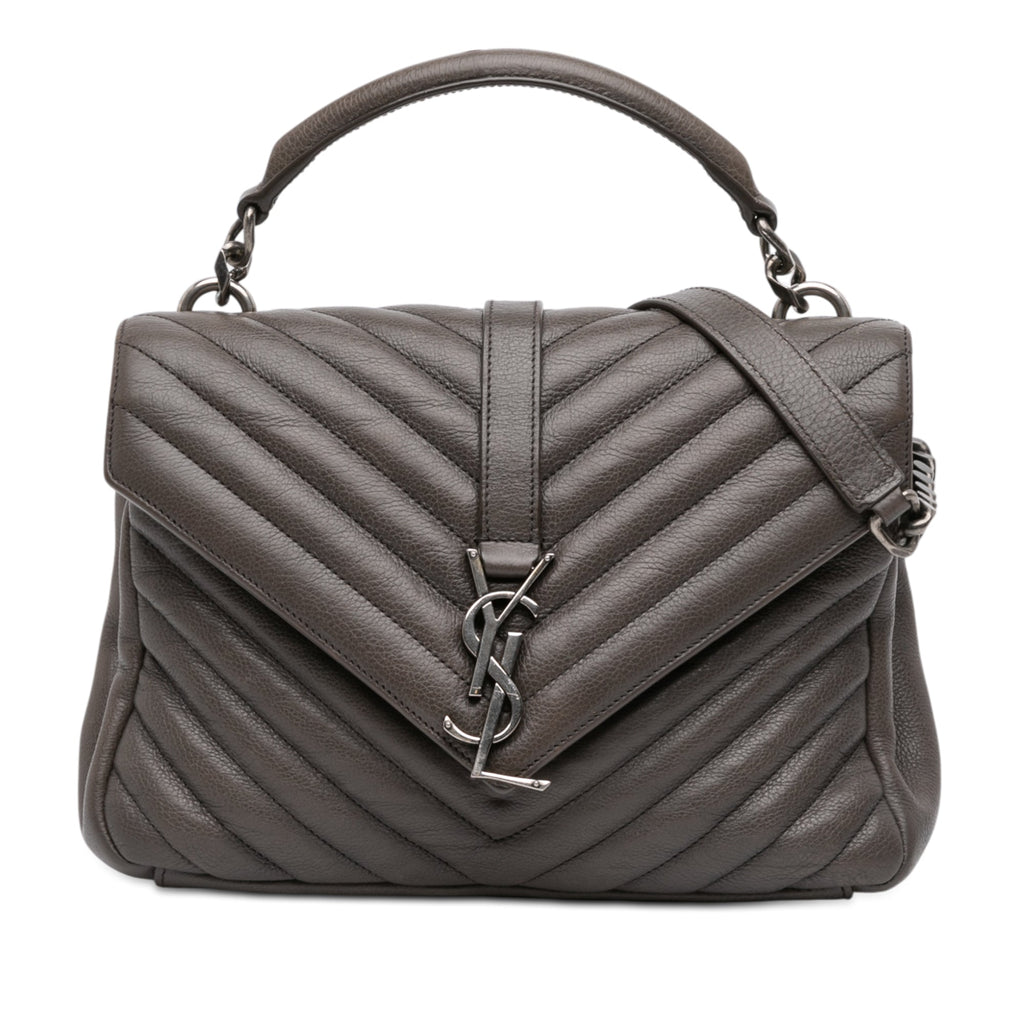 Classic Monogram College Bag Matelasse Chevron Leather Medium