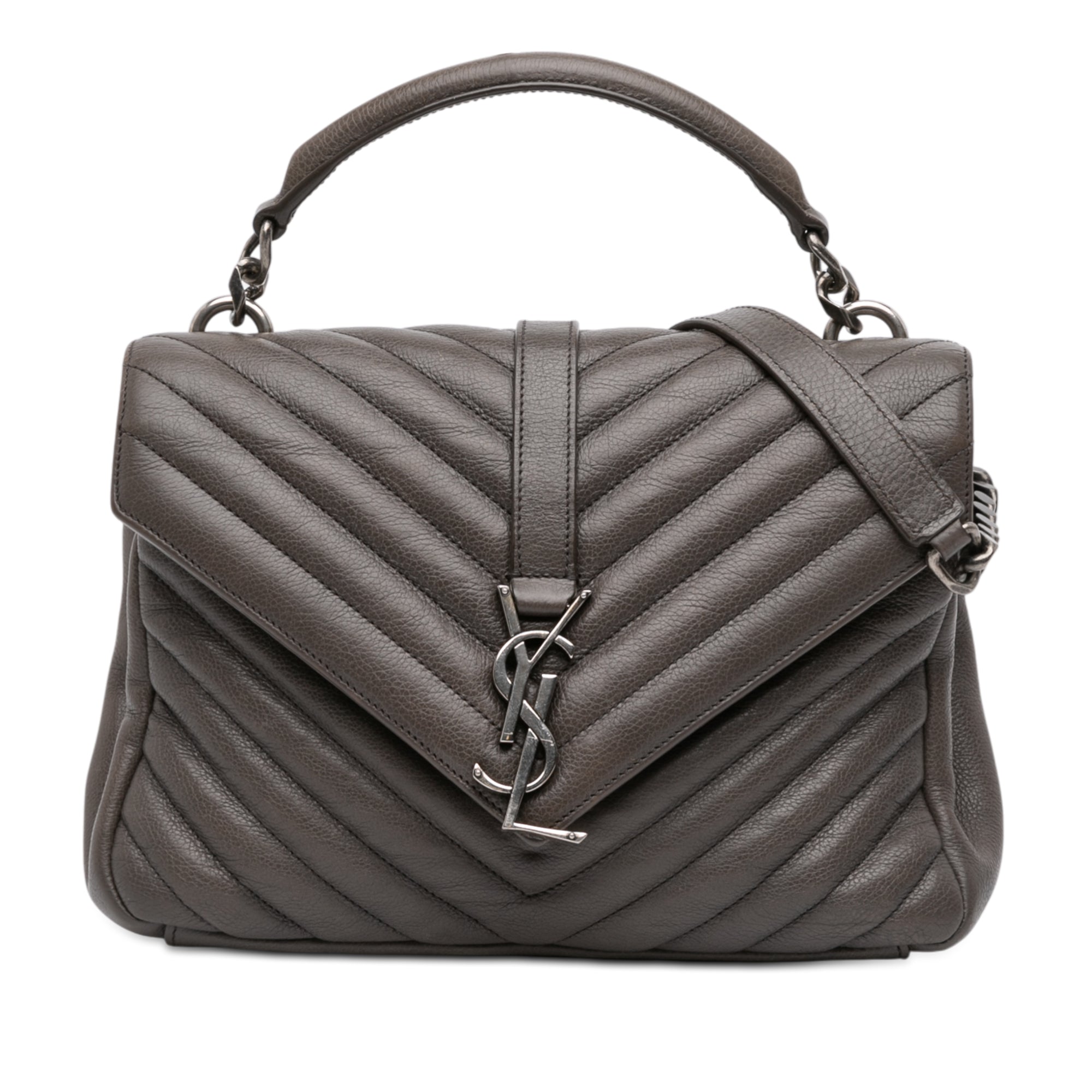 Classic Monogram College Bag Matelasse Chevron Leather Medium