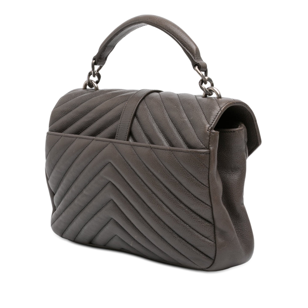 Classic Monogram College Bag Matelasse Chevron Leather Medium