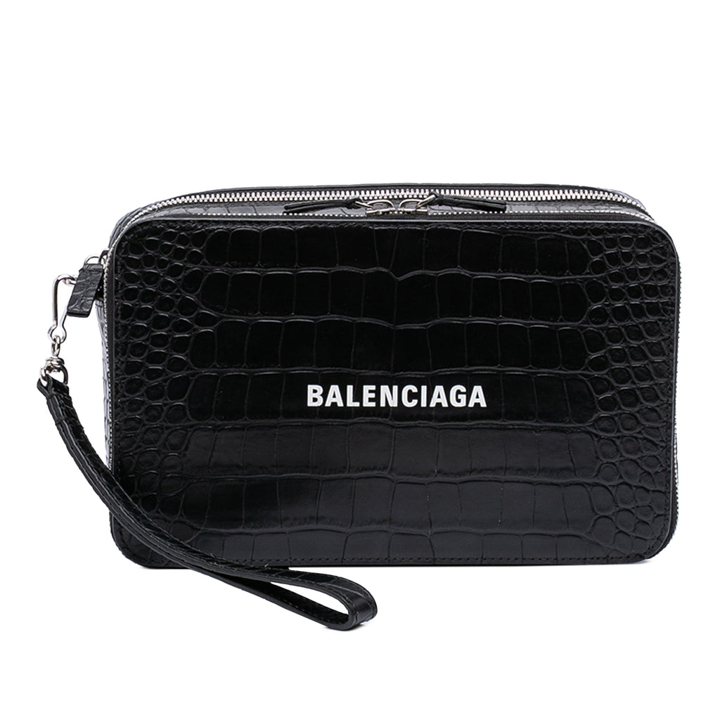 Everyday Top Handle Camera Bag Crocodile Embossed Leather Small