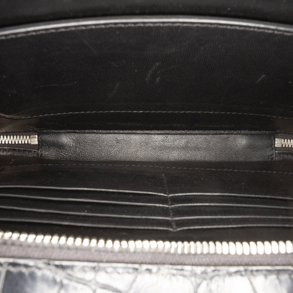 Everyday Top Handle Camera Bag Crocodile Embossed Leather Small