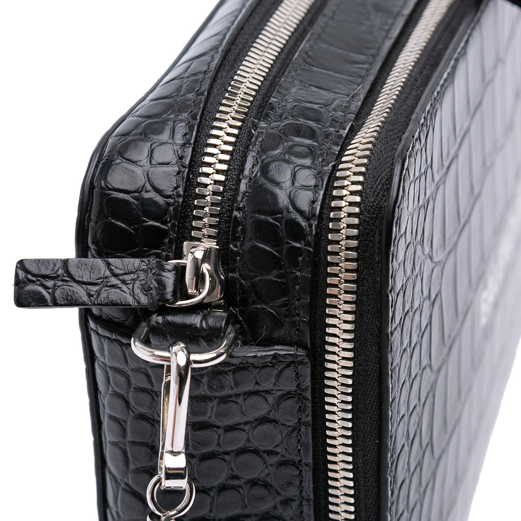 Everyday Top Handle Camera Bag Crocodile Embossed Leather Small