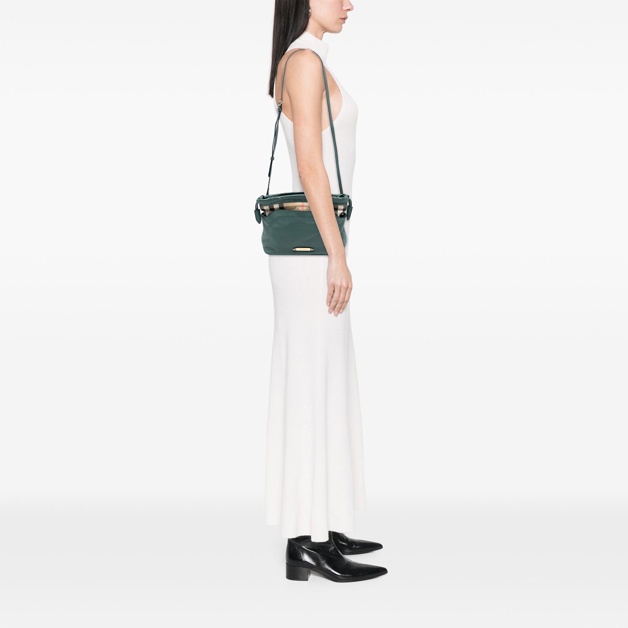 Little Crush Crossbody Bag Leather and House Check Canvas