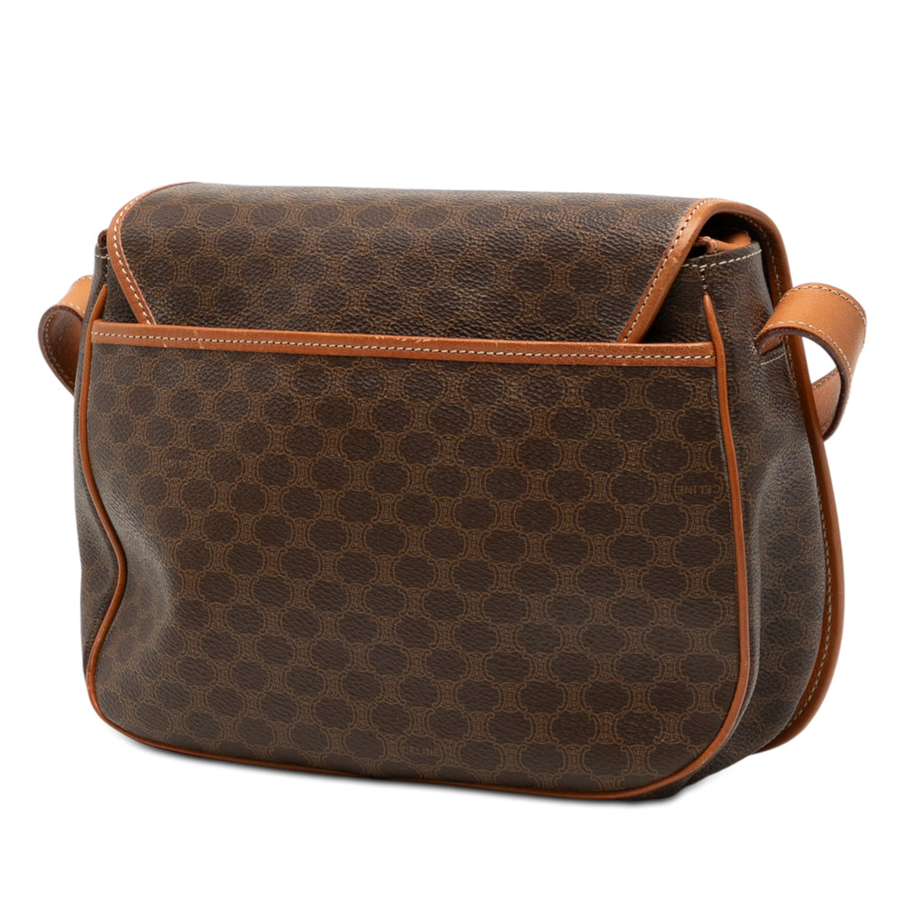Vintage Saddle Flap Shoulder Bag Macadam Coated Canvas Small