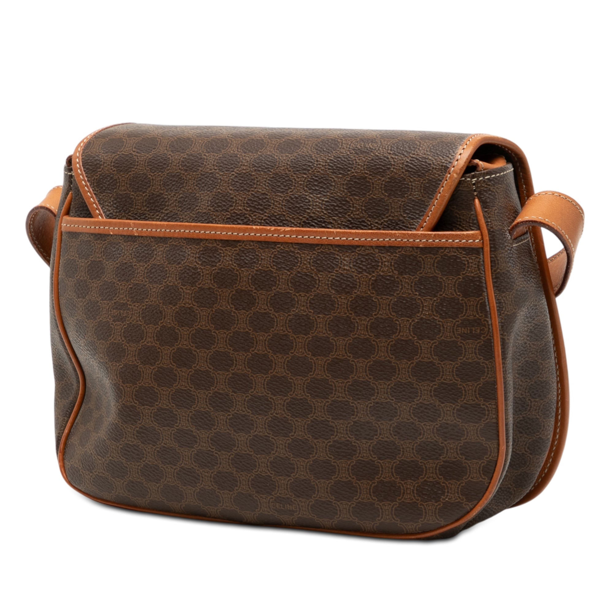 Vintage Saddle Flap Shoulder Bag Macadam Coated Canvas Small